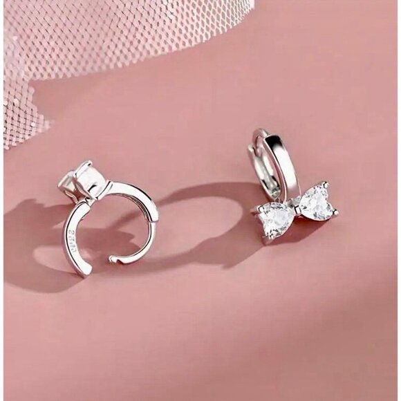 Sterling Silver Bow Earrings - Picture 2 of 4